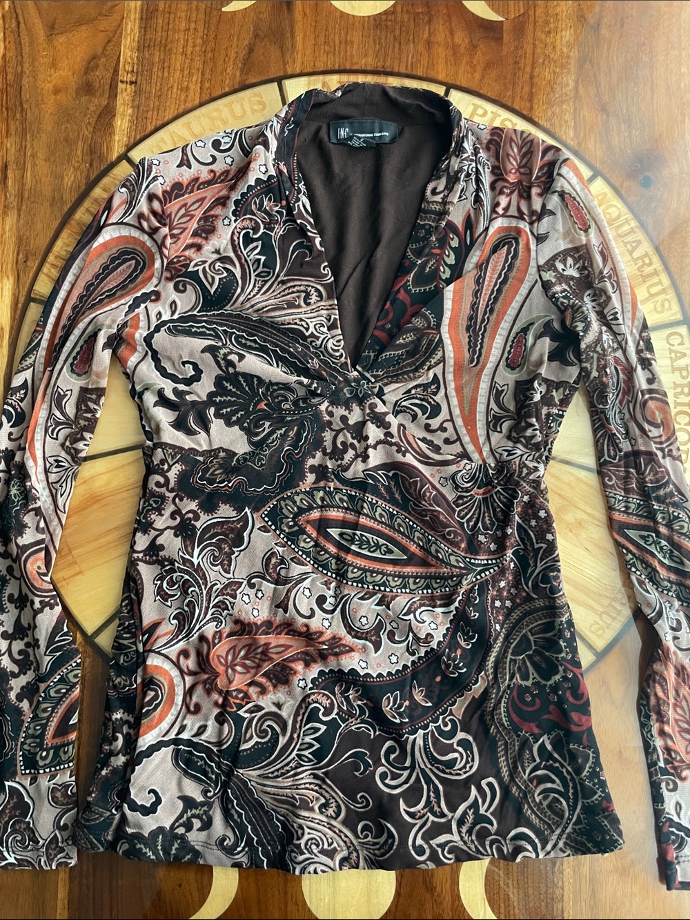 Y2K Eclectic Boho Paisley Print Mesh Sleeves Whimsigoth
